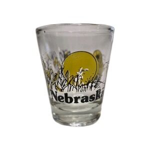 Nebraska Shot Glass Souvenir Corn Covered Wagon Made in Taiwan
